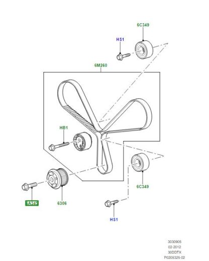 306DT crankshaft pulley bolt