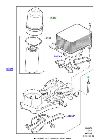 LR022895 LR113200 448DT 4.4 oil cooler