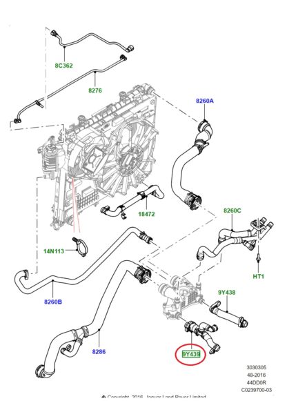 EGR cooler outlet hose LR022718