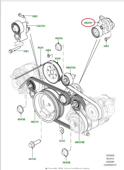 448DT aux belt tensioner LR022809