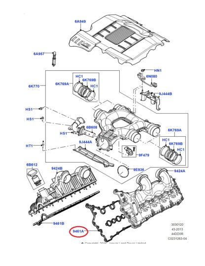 448DT inlet manifold gasket left LR035029