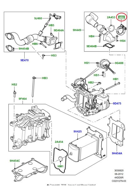 EGR tube hose clamp LR023143