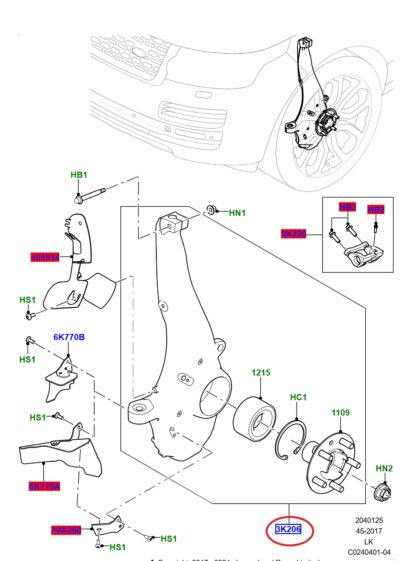 Range Rover L405 front left steering knucle LR099019 LR146343