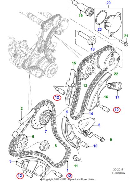 Chain guide bolt AJ813283 LR073767 JDE39217 LR088515