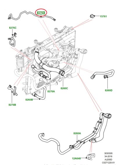 Water hose to expansions tank LR085590